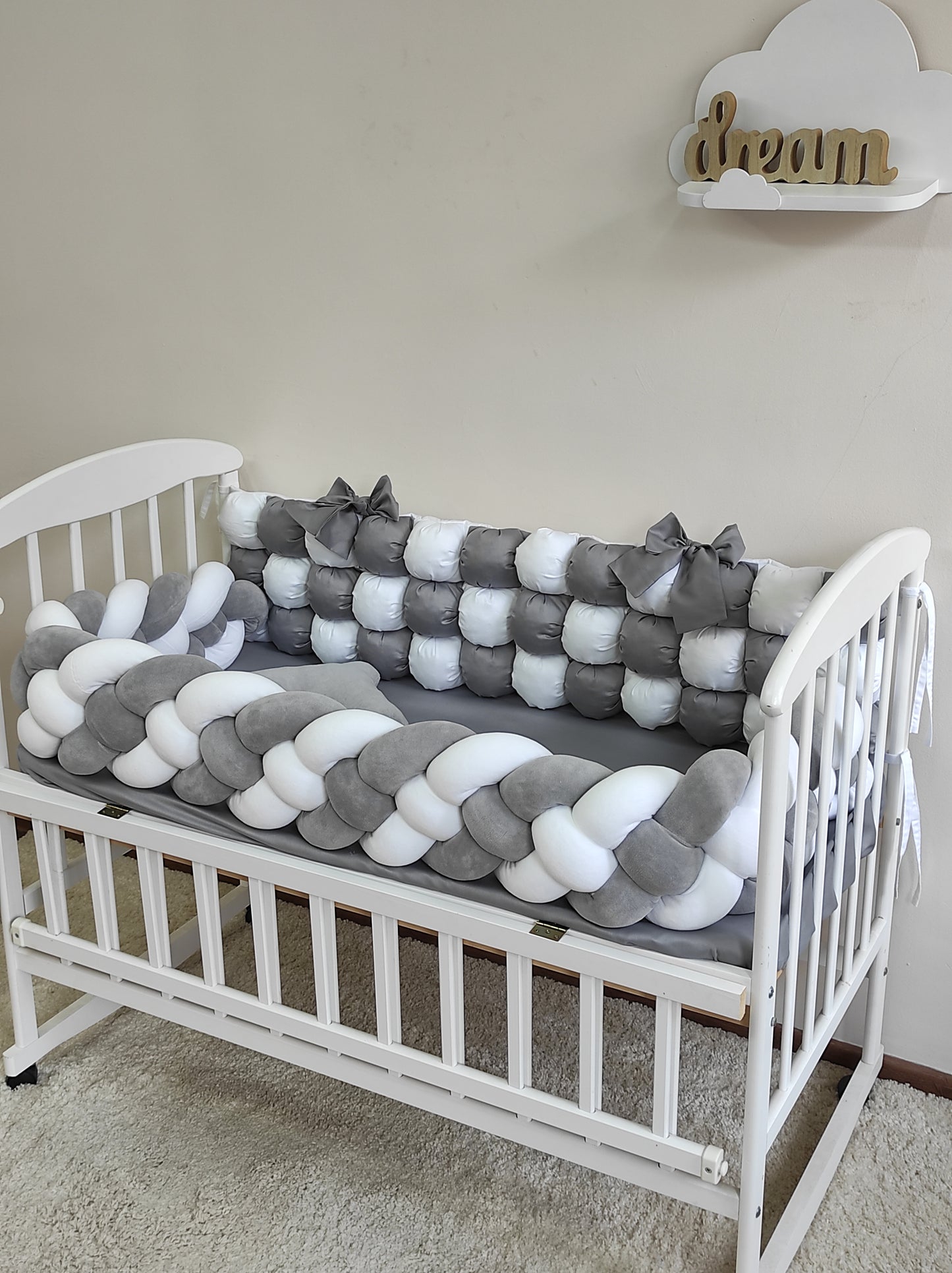 Silver Cloud Luxe Crib Bumper Set
