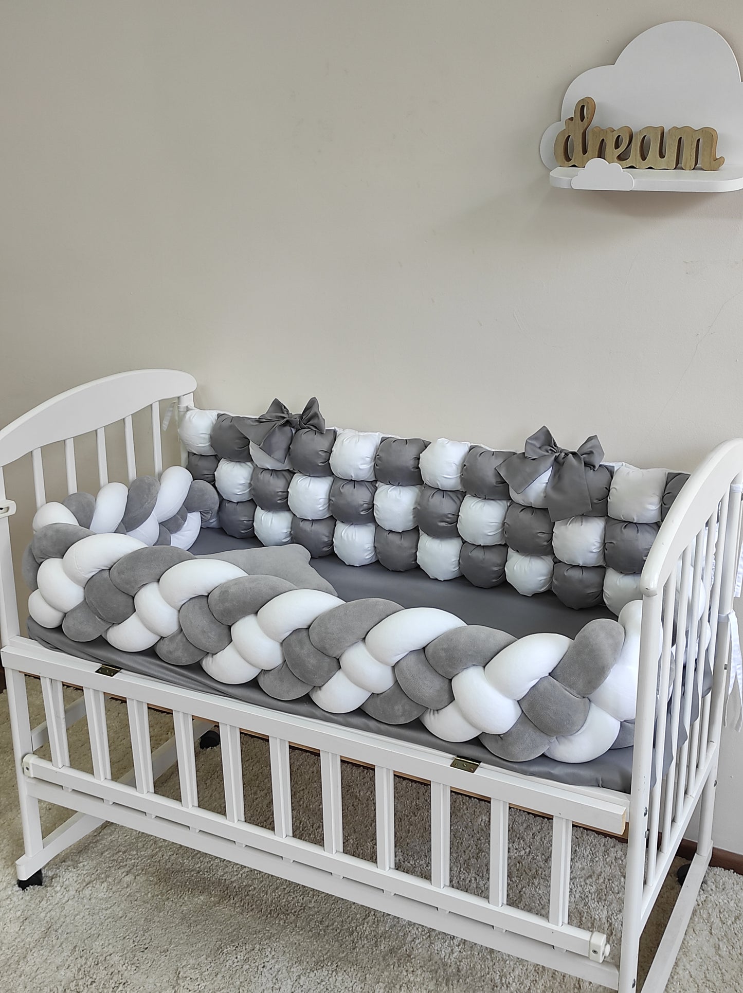 Silver Cloud Luxe Crib Bumper Set
