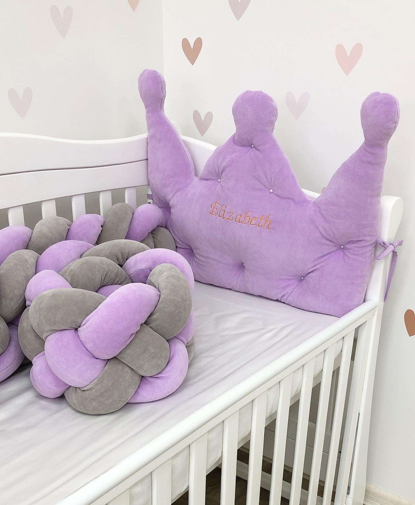 Bumper braid and crown “Purple crown” - Baby Bedding Worlds