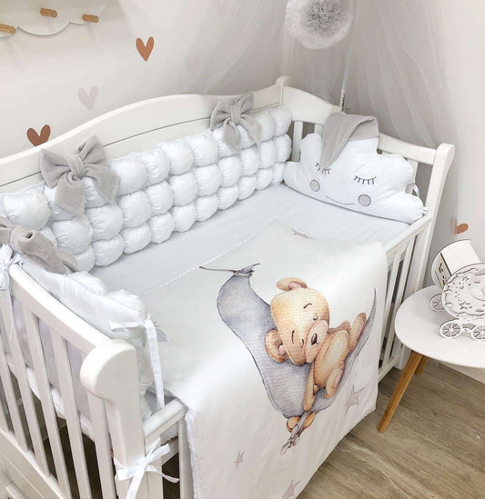 Crib set "Grey bear" - Baby Bedding Worlds