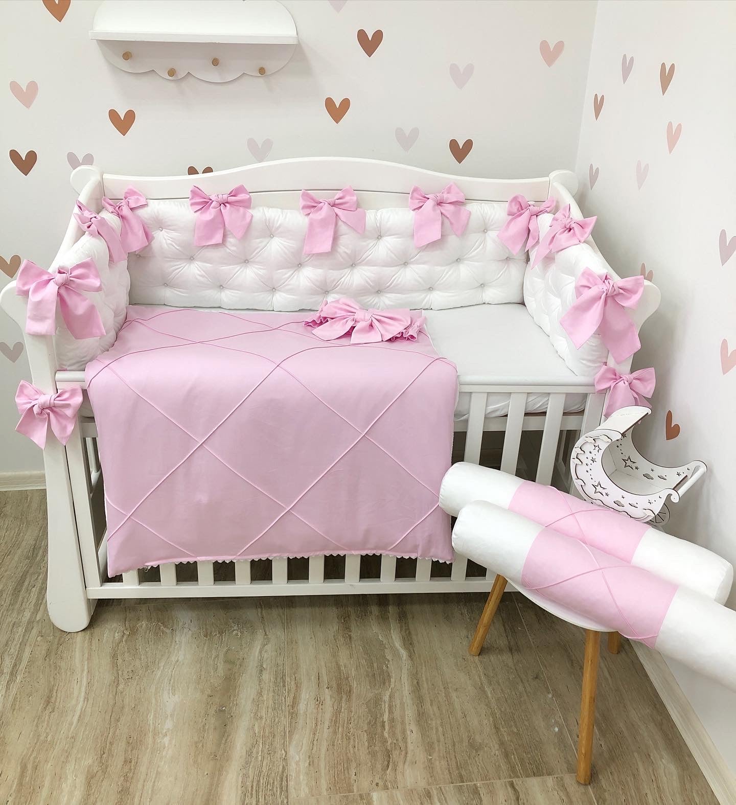 Crib Bedding sets "Pink bows"