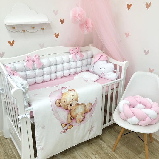 Crib set "Pink Bear"