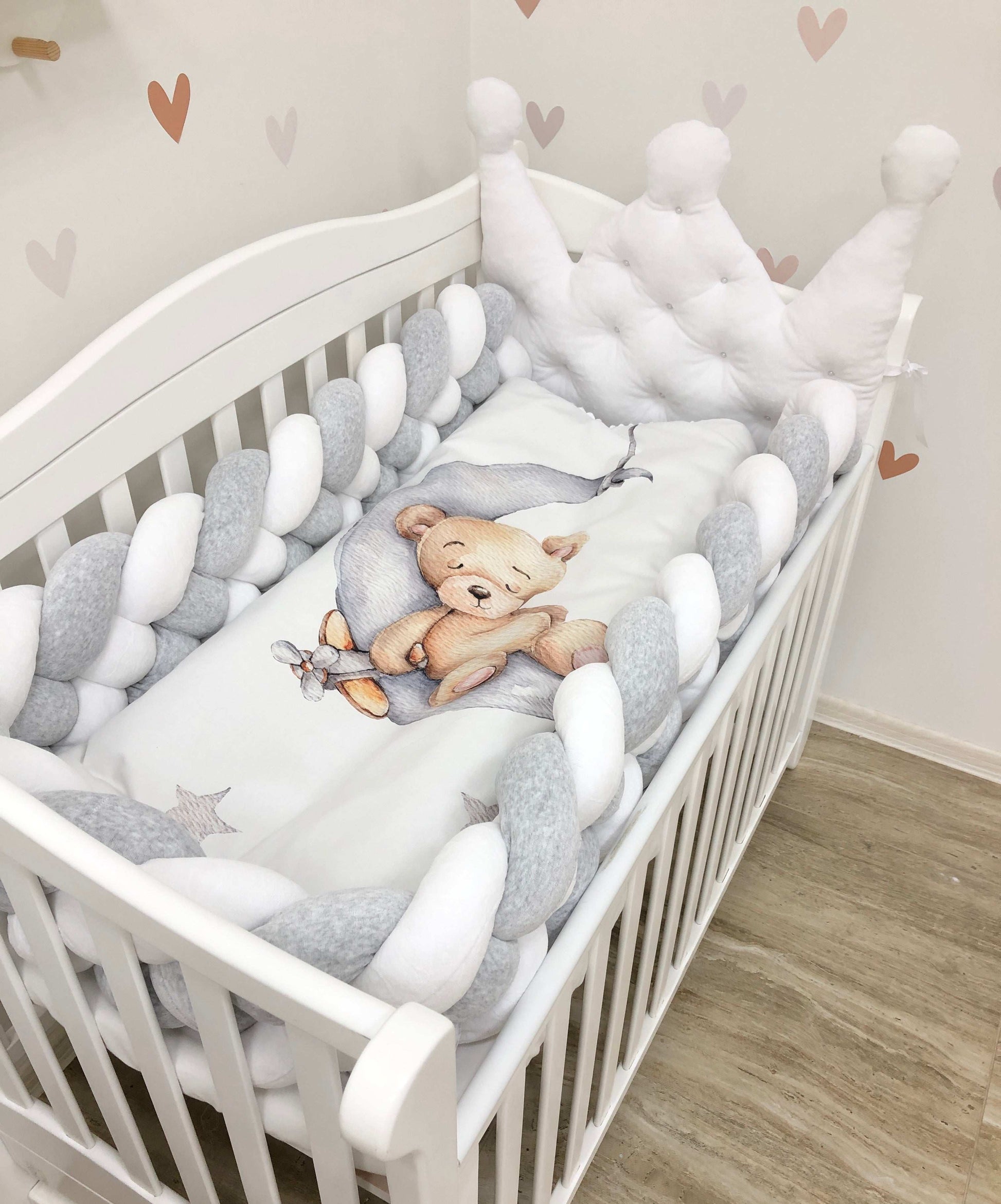 Crib set "Bear with crown" - Baby Bedding Worlds