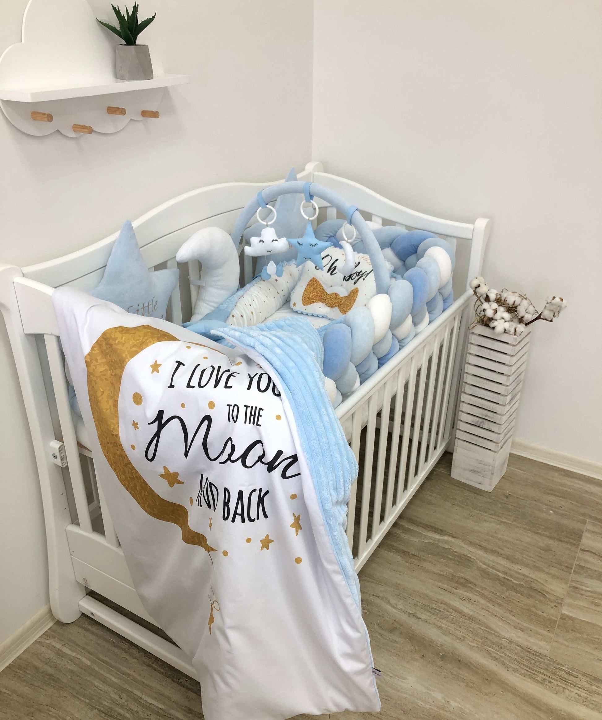 Crib set "Blue moon" - Baby Bedding Worlds