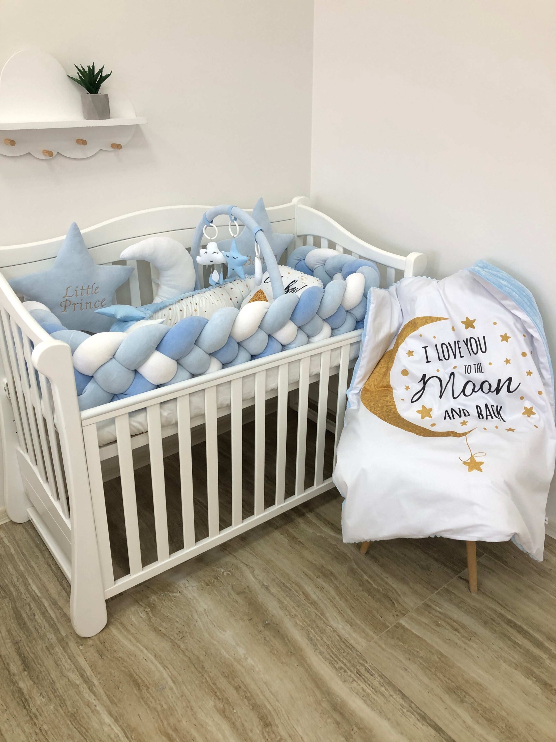 Crib set "Blue moon" - Baby Bedding Worlds