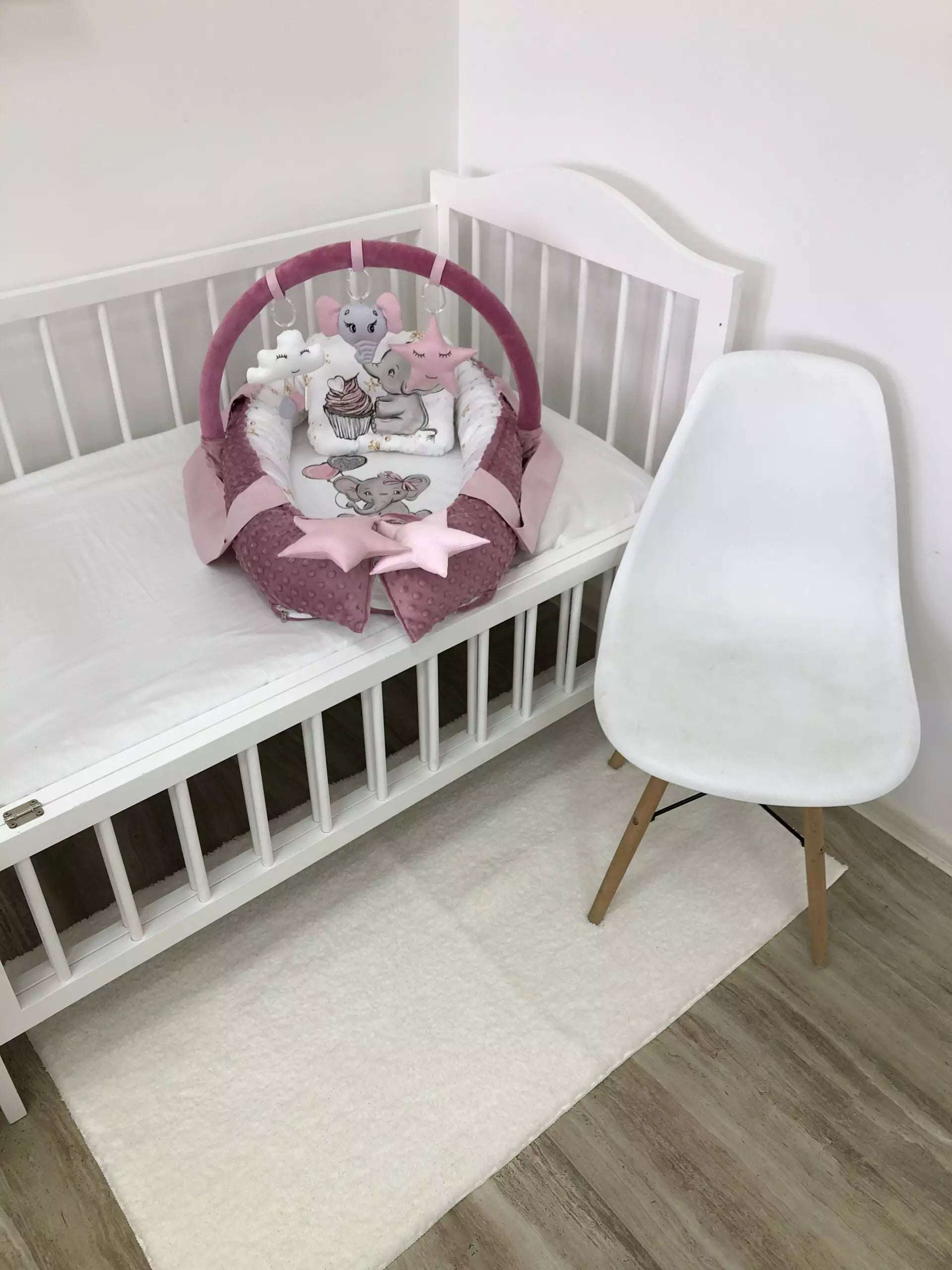 Baby Nest Tea Rose Elephant “Nest for babies with bow and toys” - Baby Bedding Worlds