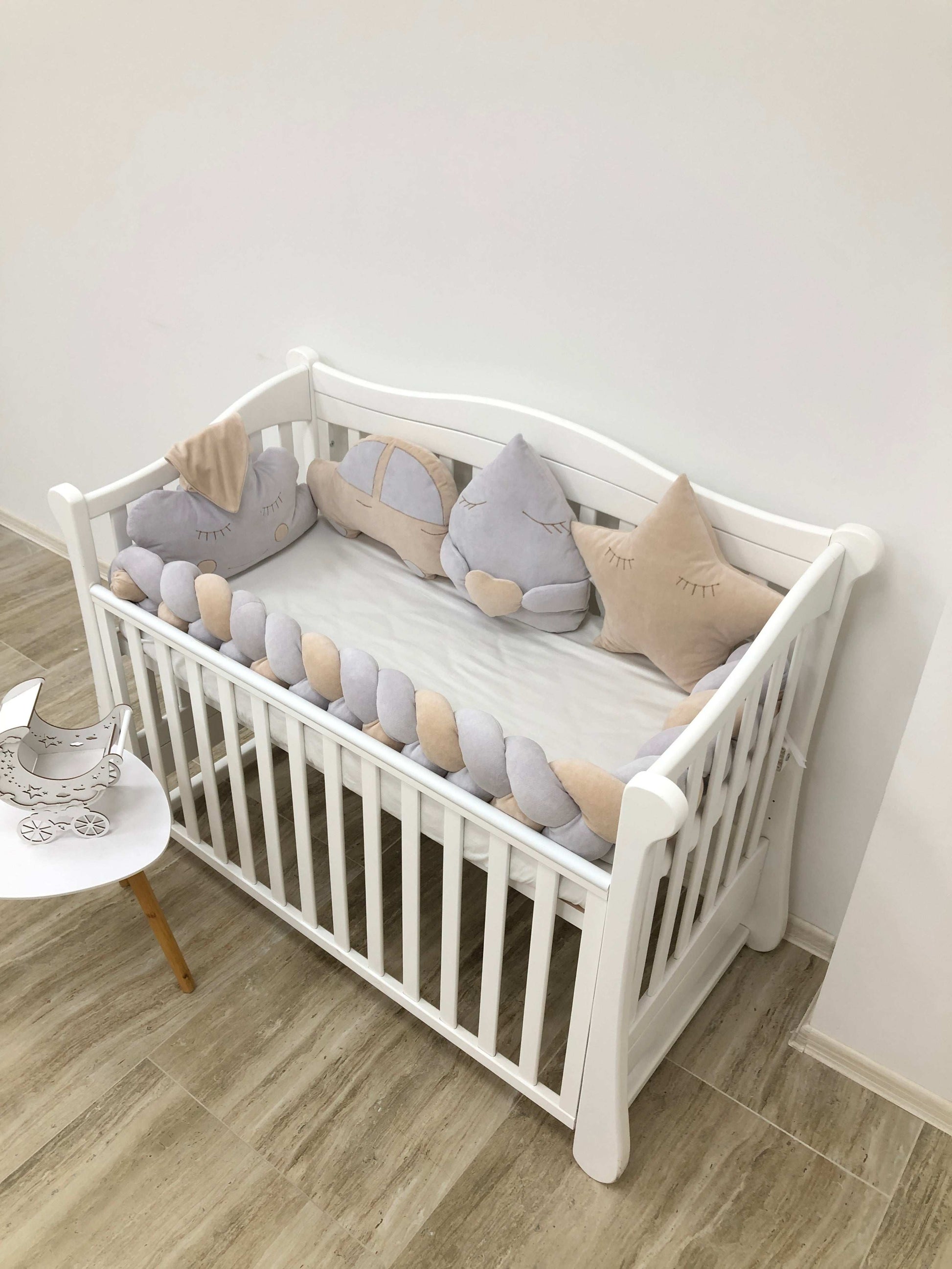 Crib set "Brown car and grey cloud" - Baby Bedding Worlds