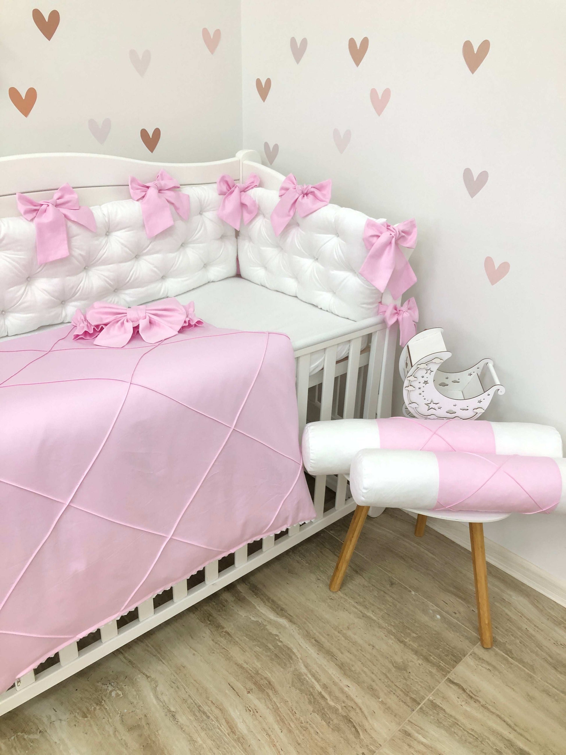 Crib Bedding sets "Pink bows" - Baby Bedding Worlds