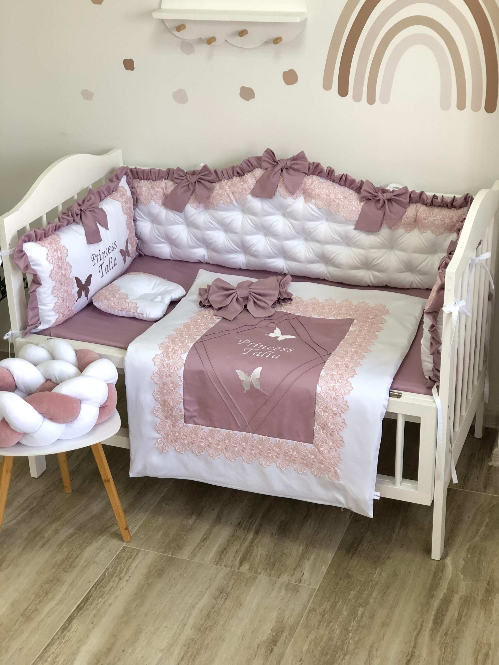 Crib bedding set "Lilac royal" - Baby Bedding Worlds