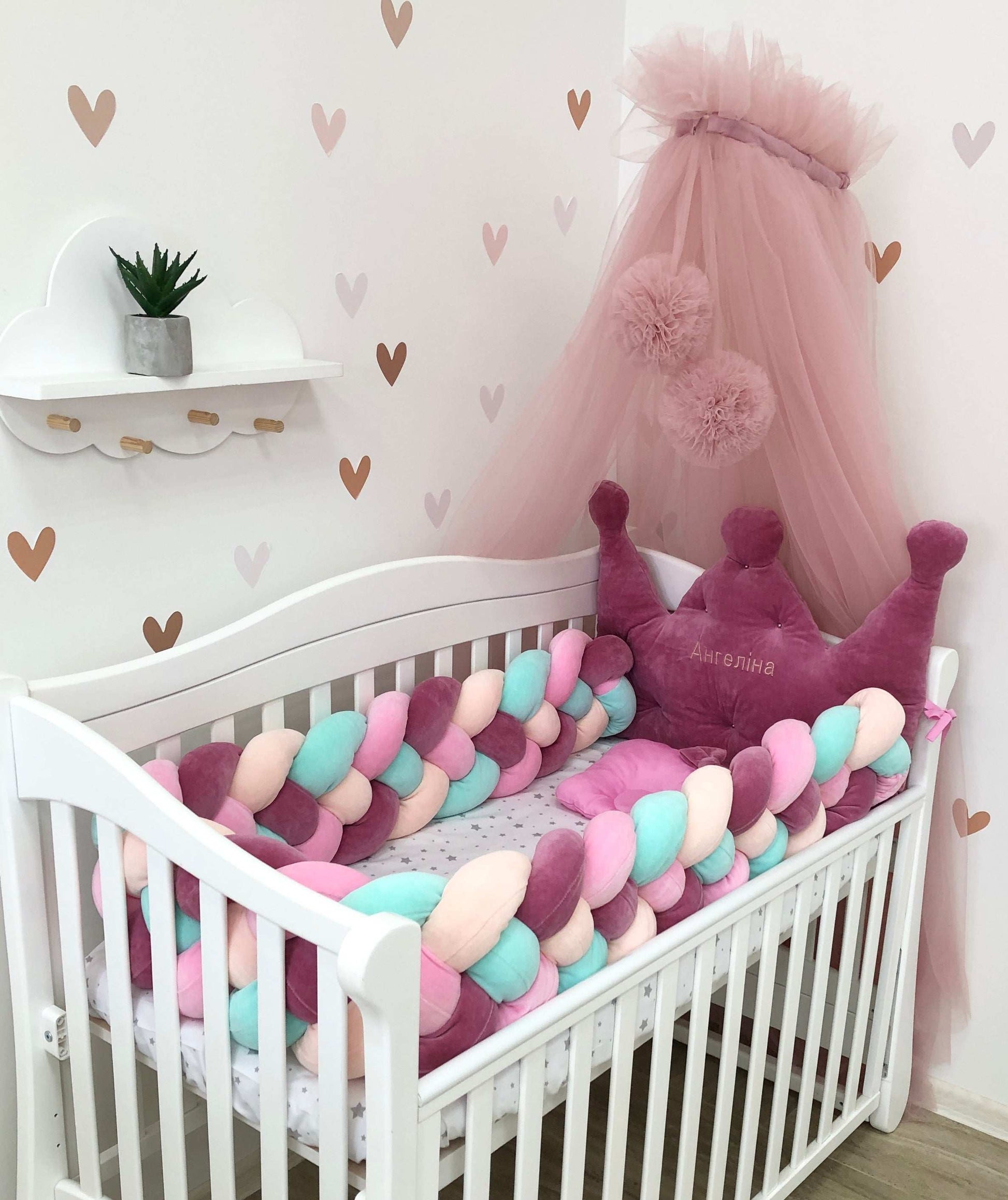 Personalized Bedding set color beige and purple - Baby Bedding Worlds