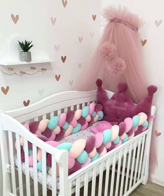 Personalized Bedding set color beige and purple - Baby Bedding Worlds