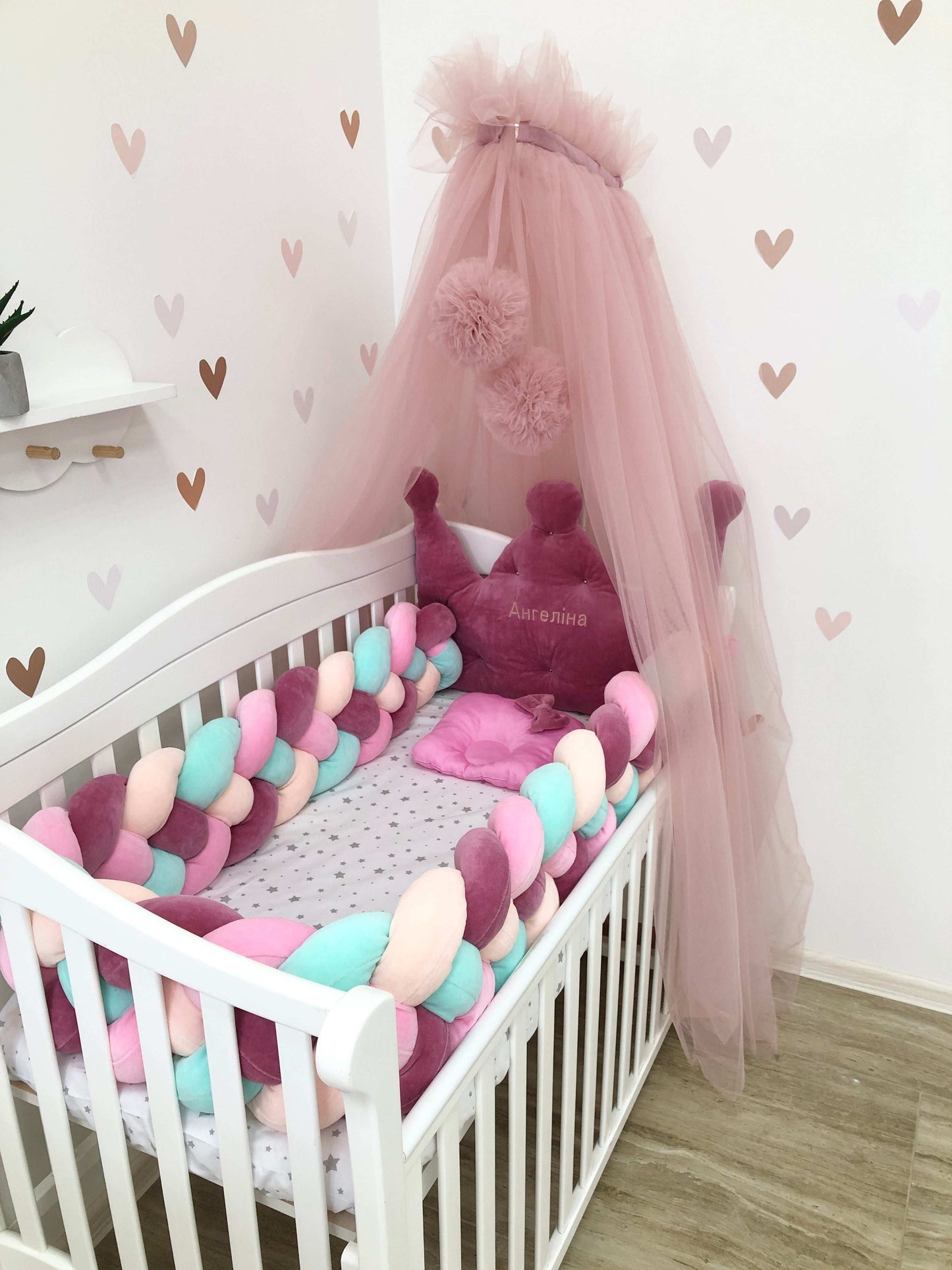 Personalized Bedding set color beige and purple - Baby Bedding Worlds