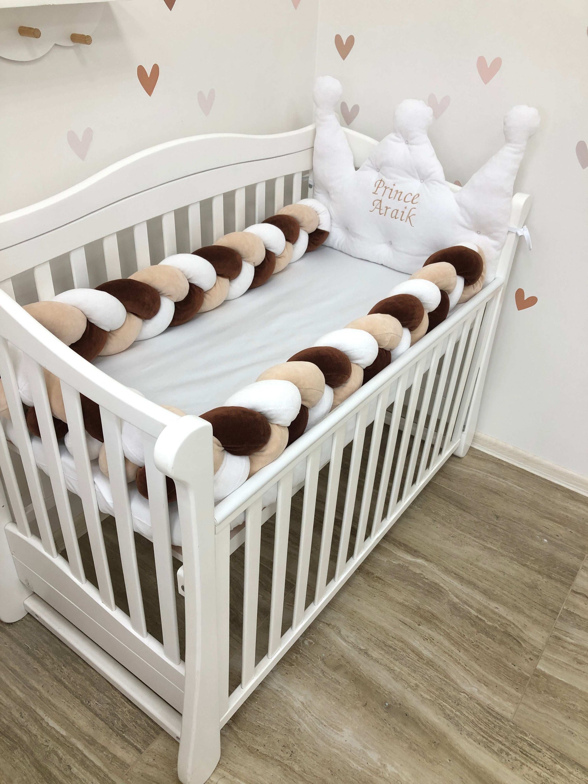 Crib set "White crown" - Baby Bedding Worlds