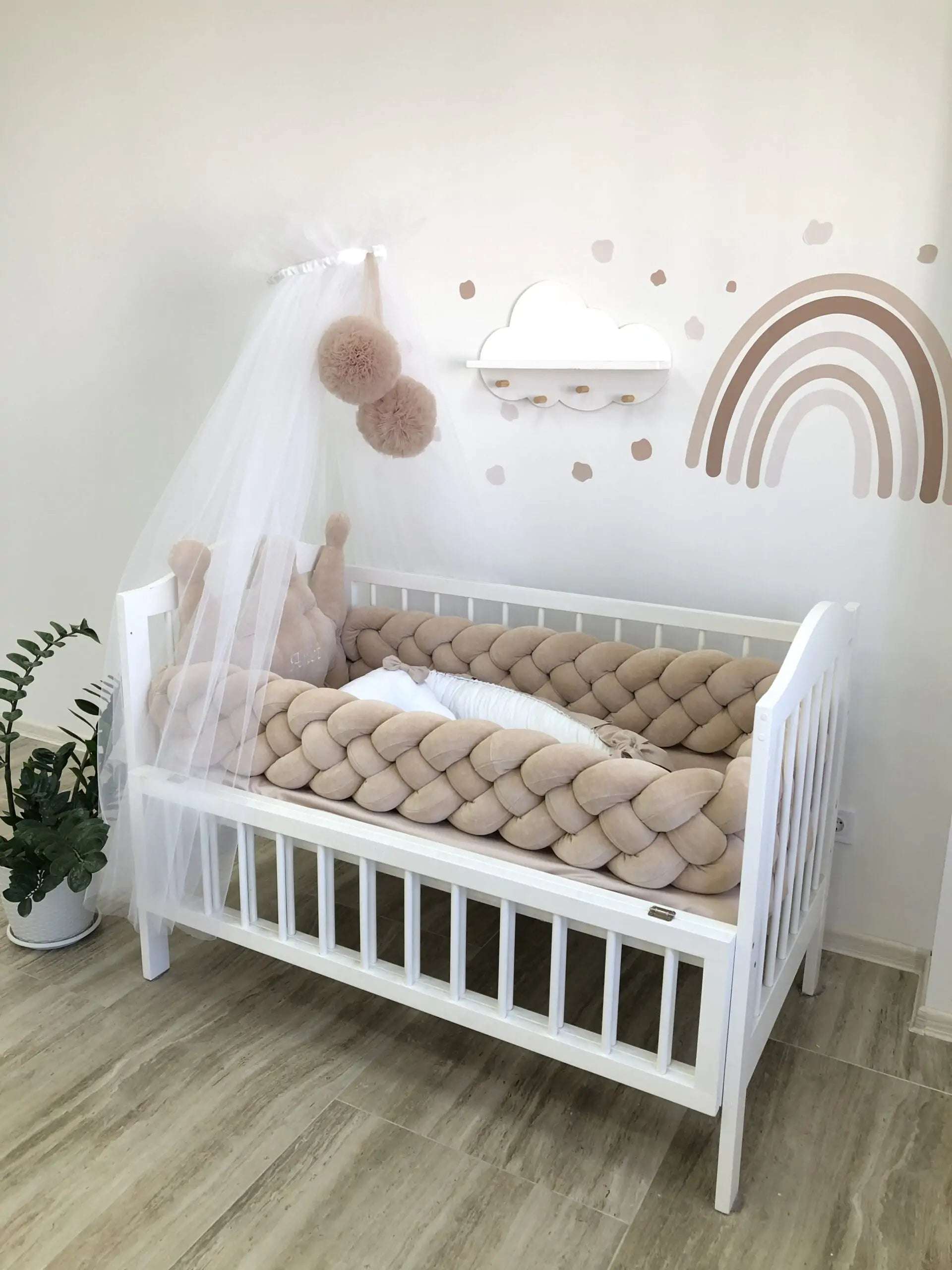 Personalized Bedding set color beige and white “Dream” - Baby Bedding Worlds