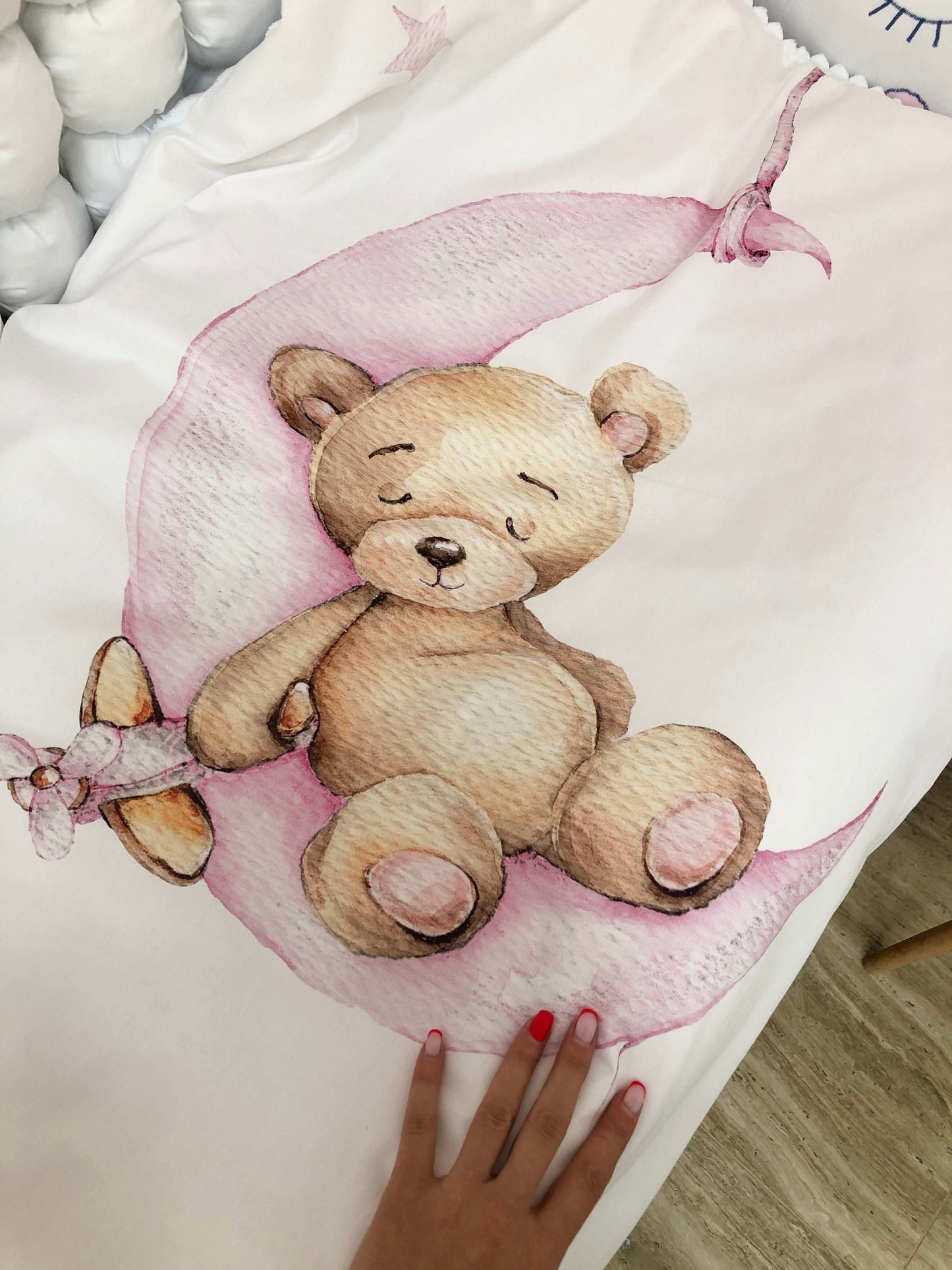 Crib set "Pink Bear" - Baby Bedding Worlds
