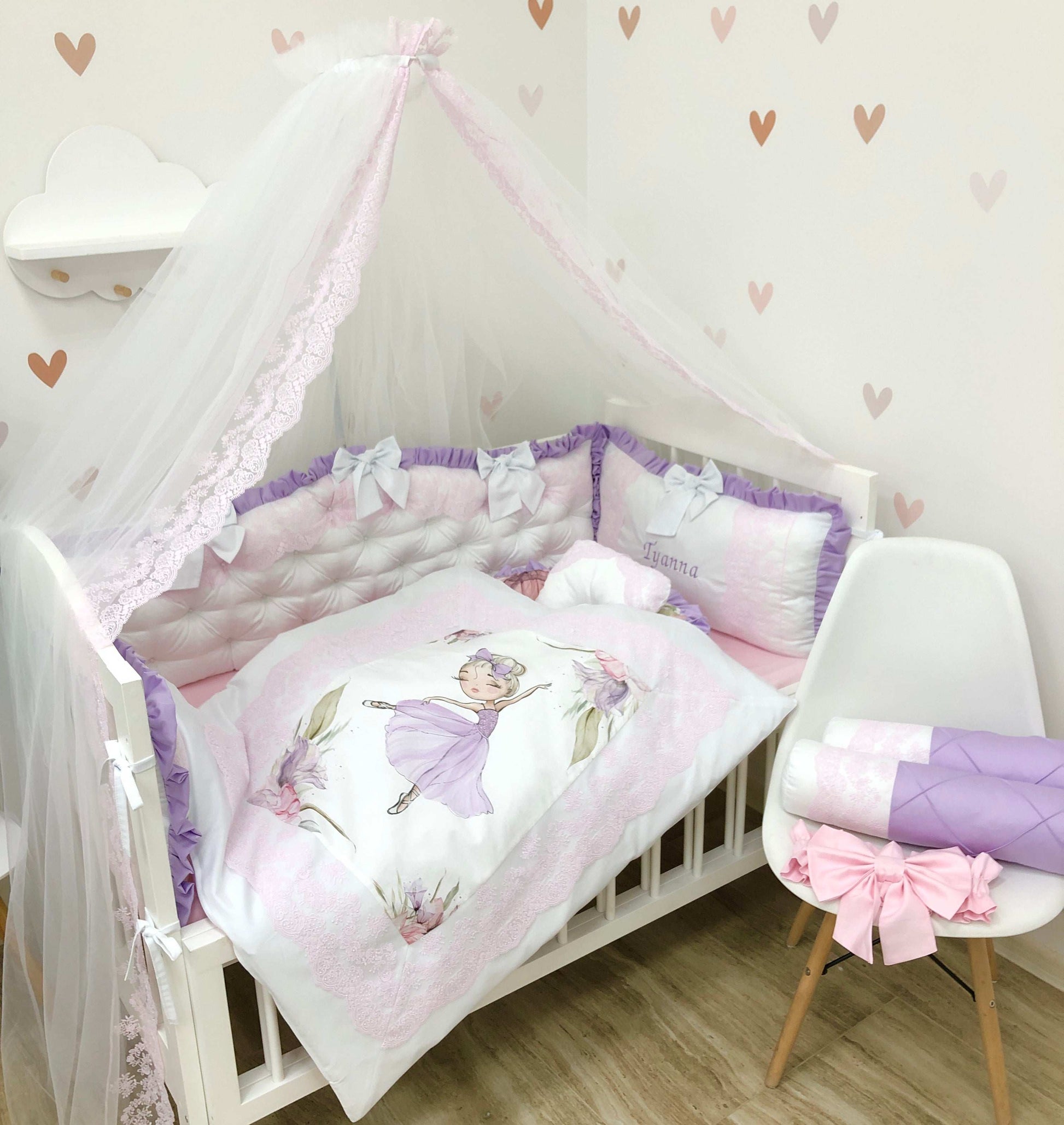 Crib Bedding Sets “Purple Ballerina” - Baby Bedding Worlds