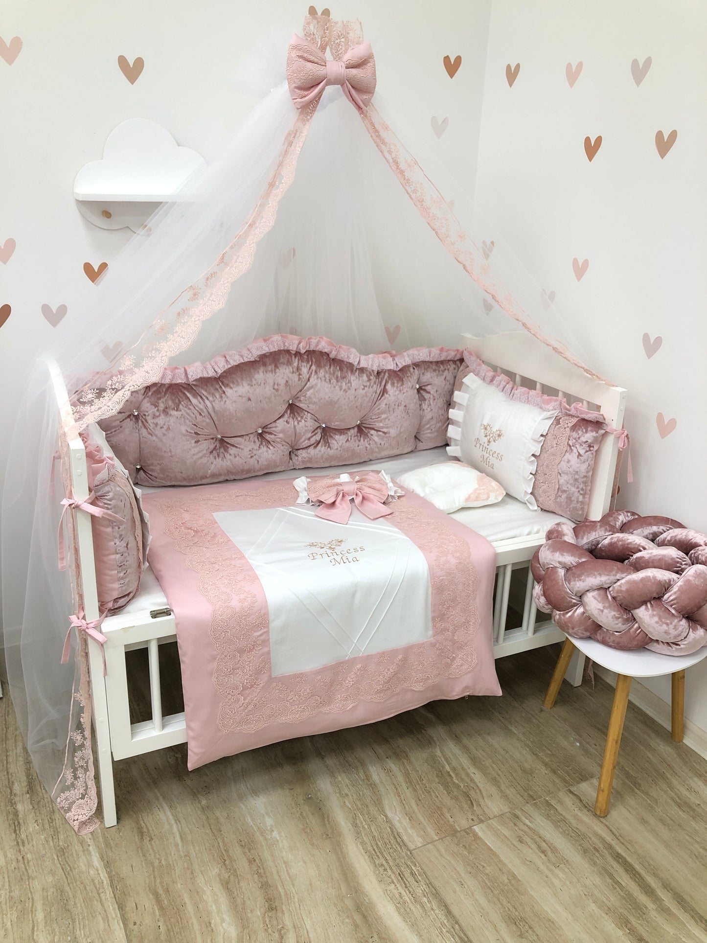 Crib Bedding Set "Royal velvet powder"