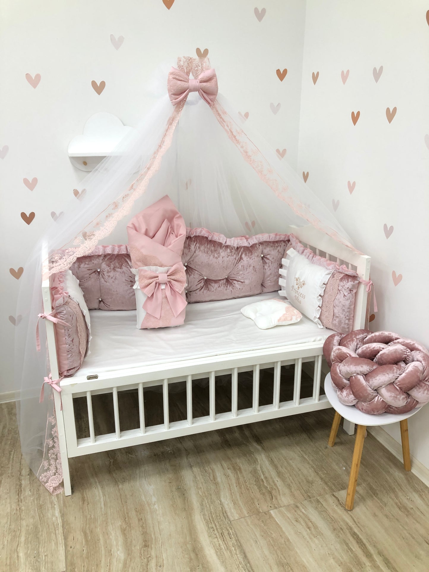 Crib Bedding Set "Royal velvet powder"