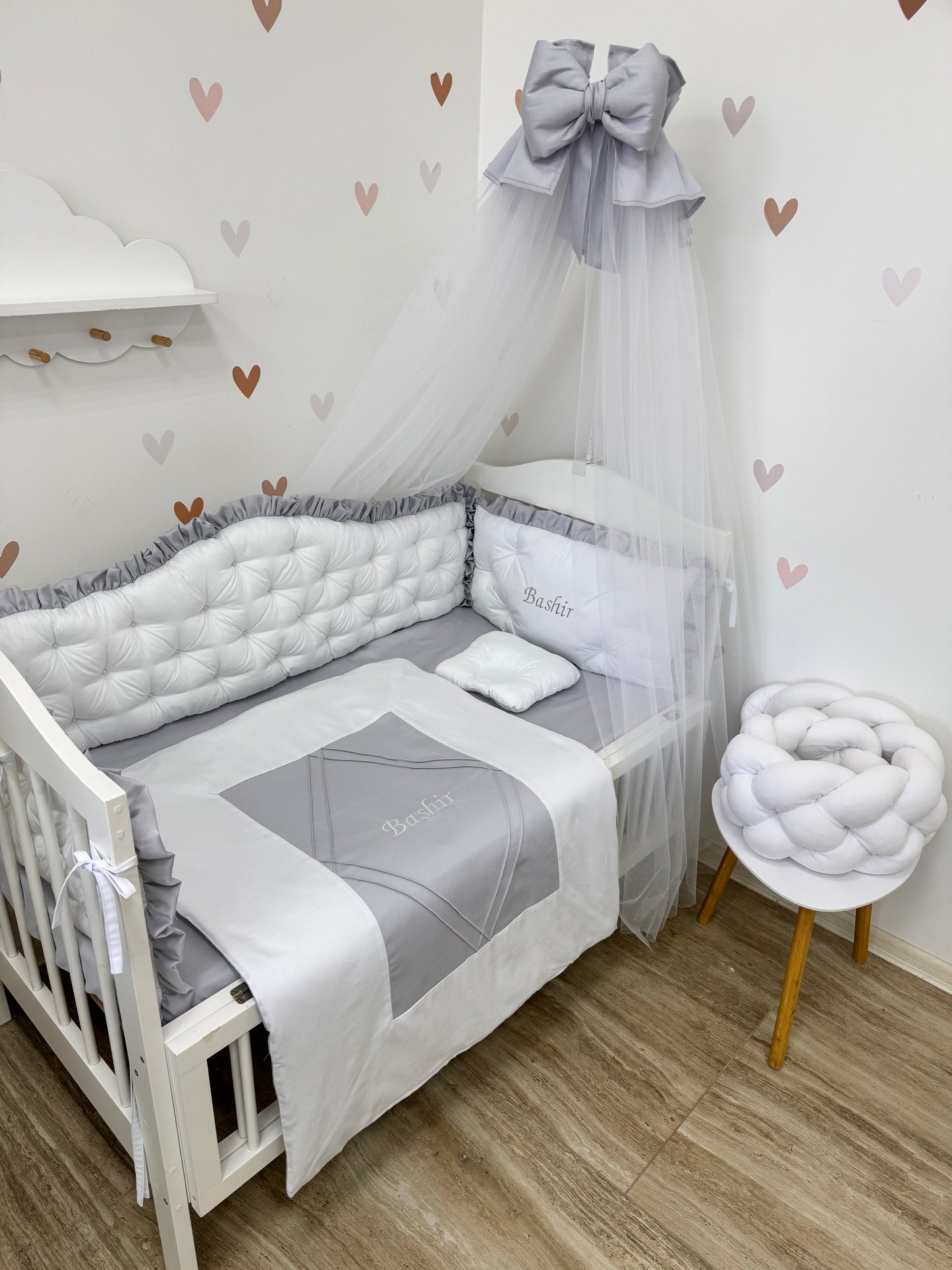 Crib bedding set "Grey royal"