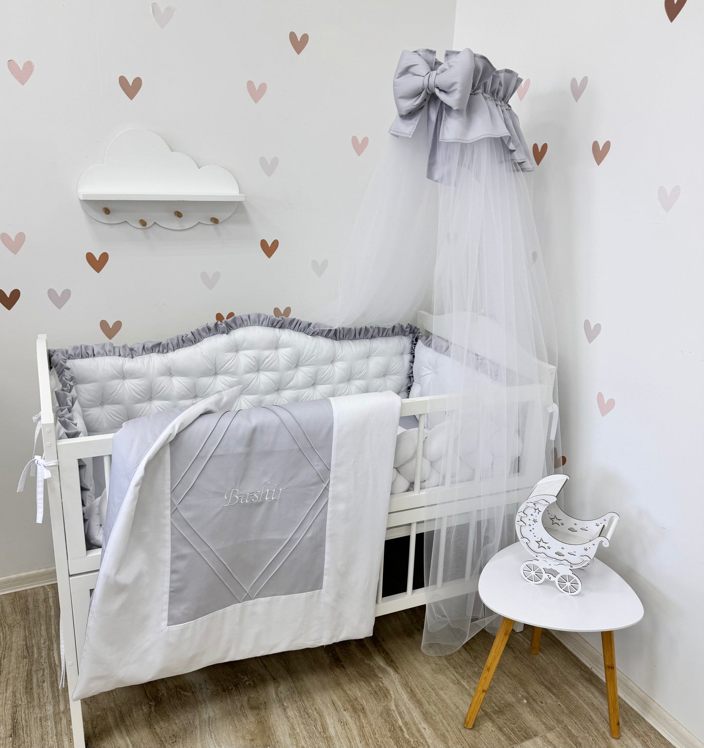 Crib bedding set "Grey royal"