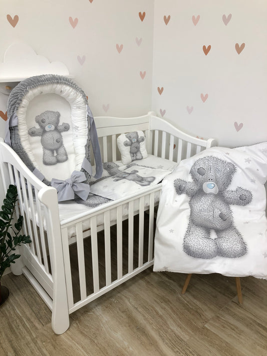 Crib set "Grey Teddy"