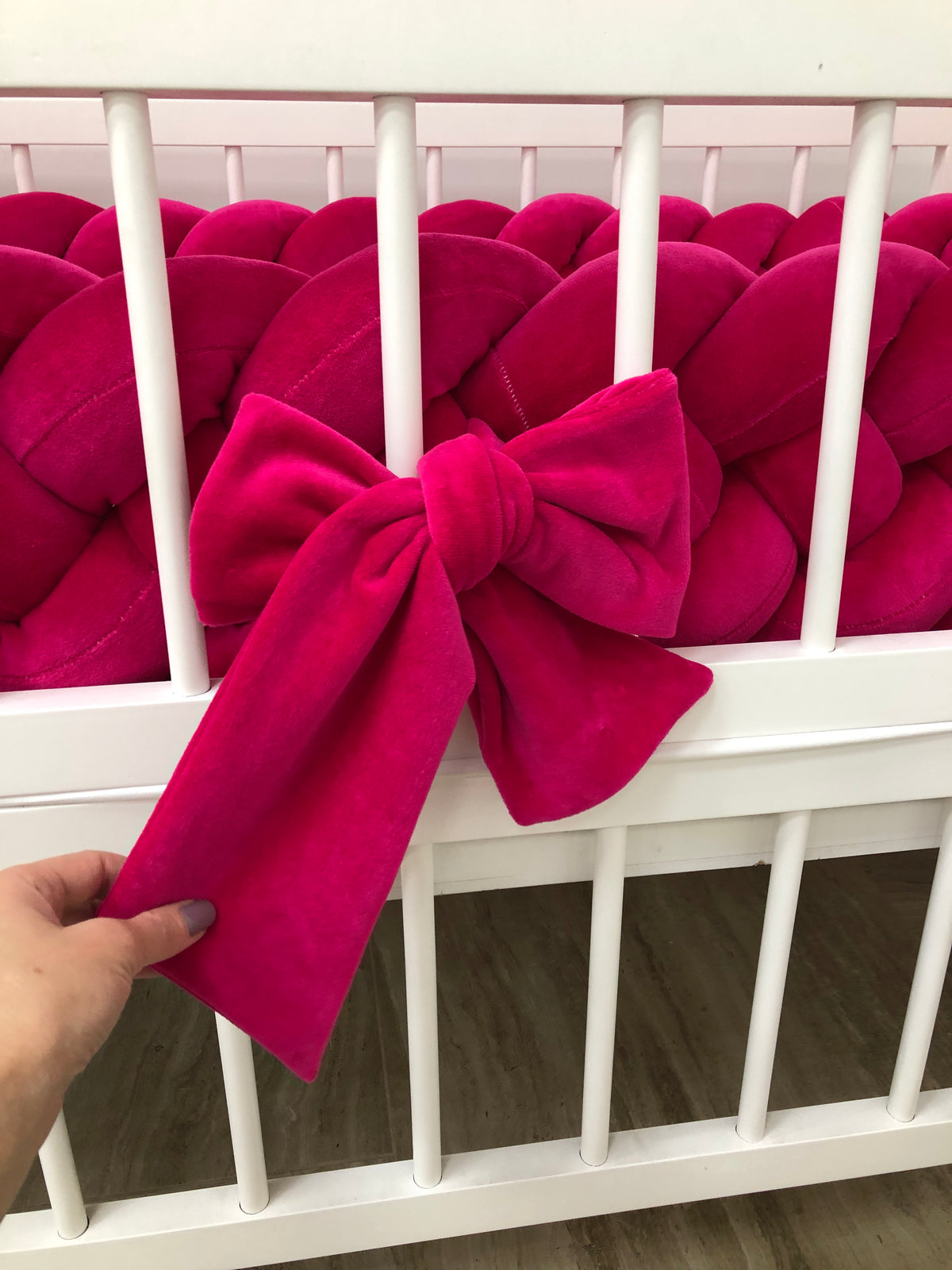 Braided crib Bumper color fuchsia