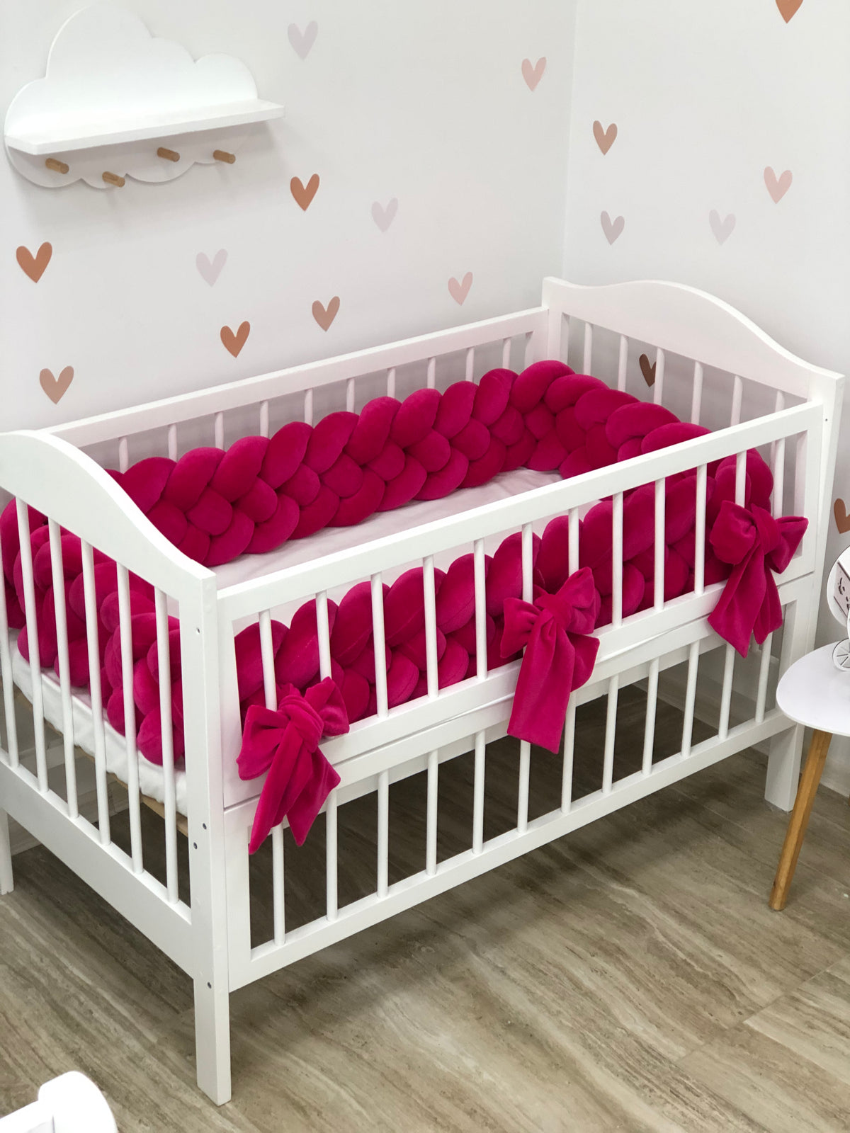 Braided crib Bumper color fuchsia