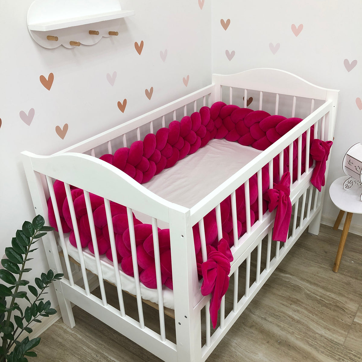 Braided crib Bumper color fuchsia