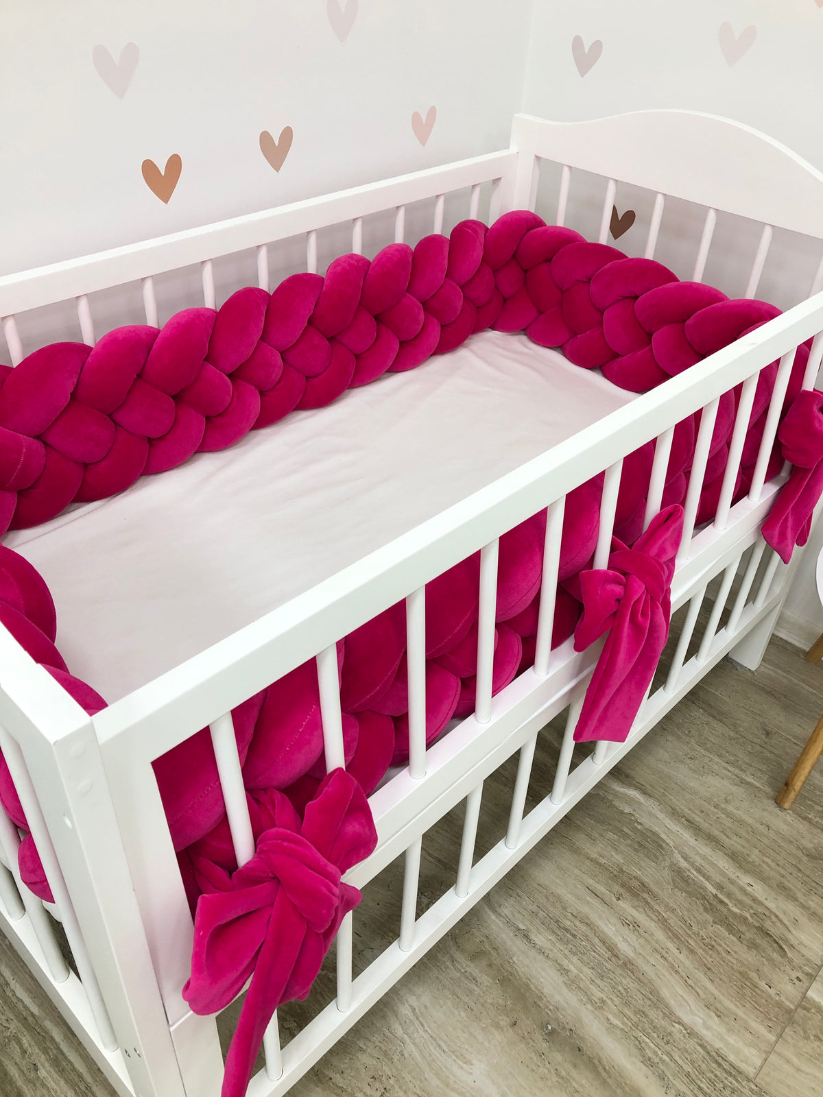 Braided crib Bumper color fuchsia