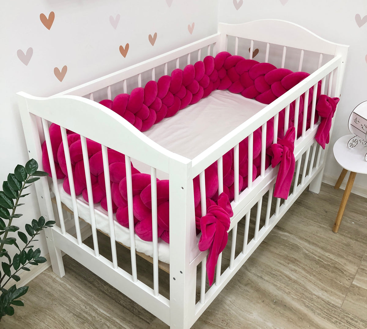 Braided crib Bumper color fuchsia