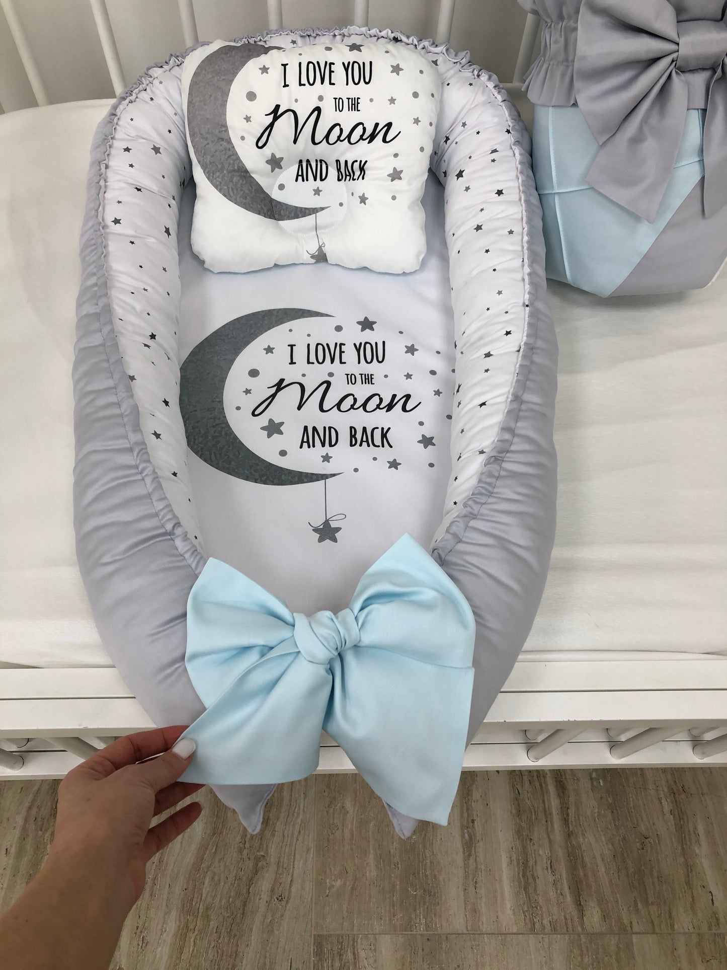 Baby nest and Blanket "Grey Moon"