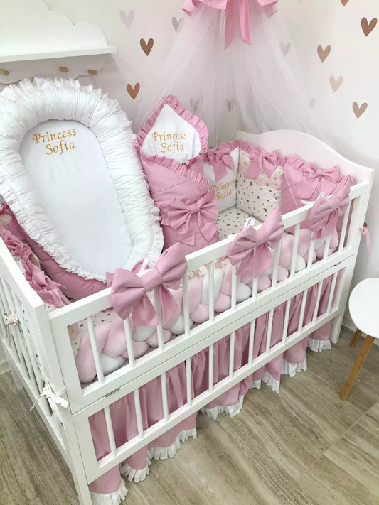 Crib Set “Little Princess” color baby pink