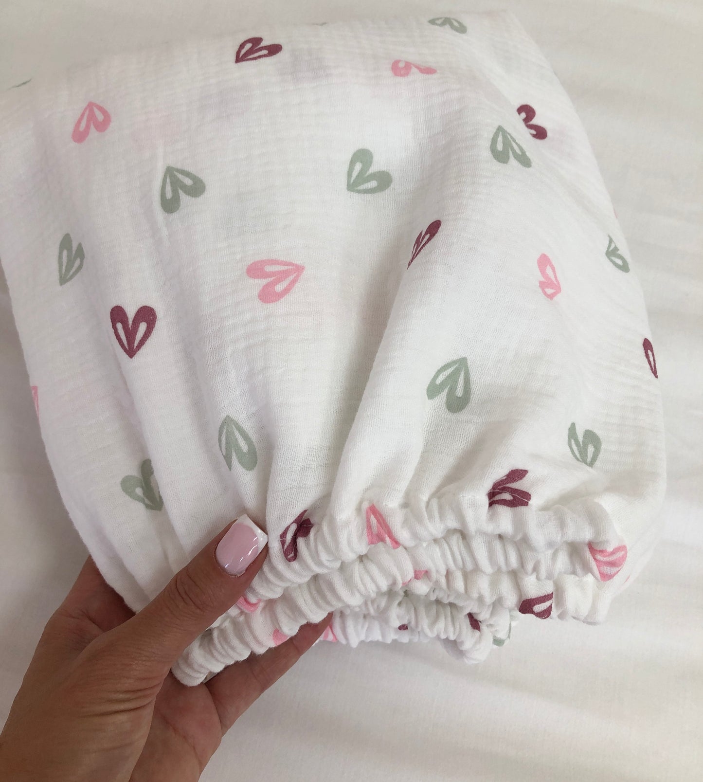 Plum Muslin Crib Bedding Set with Leaf Canopy, Quilted Blanket & Front Crib Skirt
