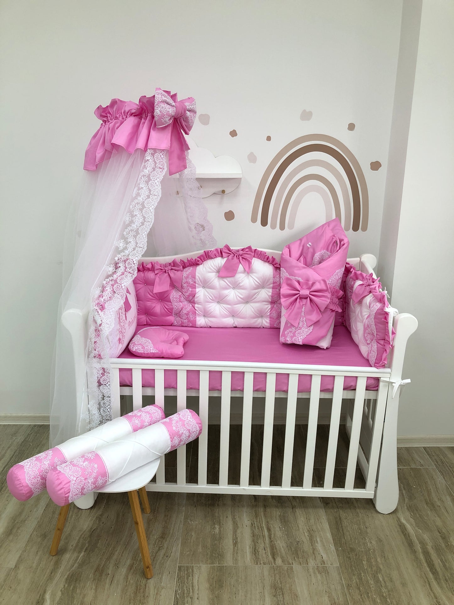 Crib Bumper Set "Pink royal"