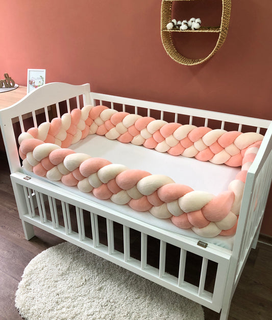 Peach braided crib bumper - Baby Bedding Worlds