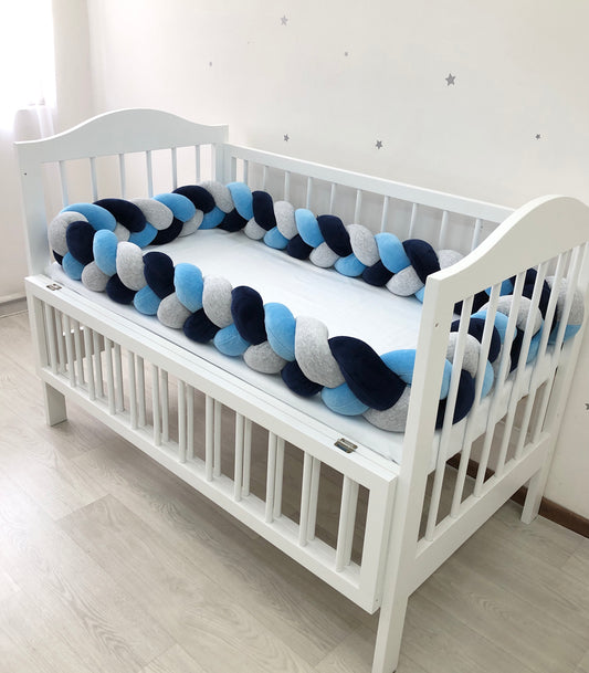 Braided bumper cot. 3-strand knot bumper for the cradle - Baby Bedding Worlds