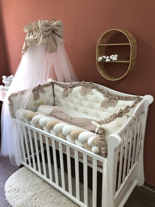 Crib set “Luxury beige baby bedding set” - Baby Bedding Worlds