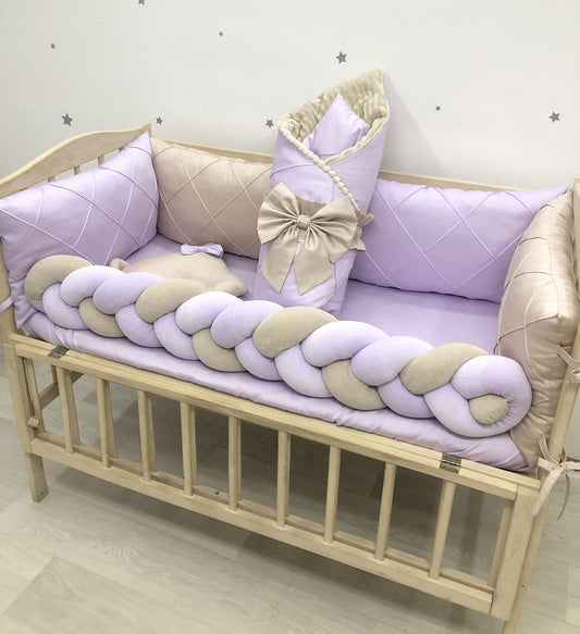 Crib set “Lilac and gold collor” - Baby Bedding Worlds
