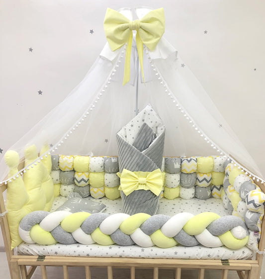 Crib set “Neutral bedding set” - Baby Bedding Worlds