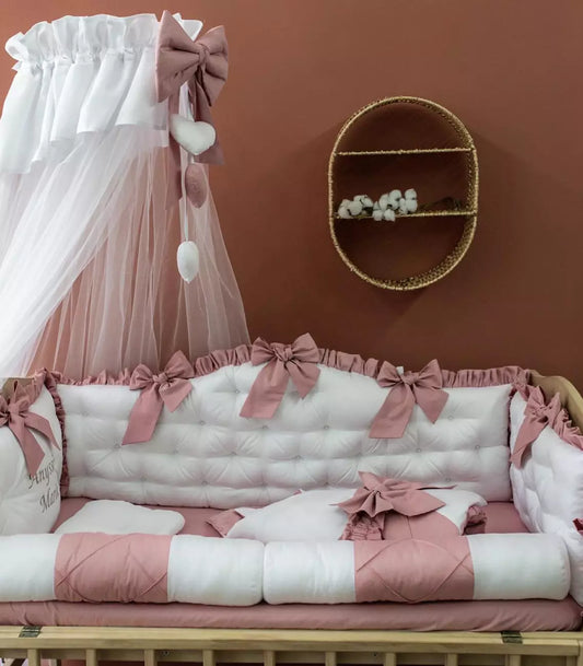 Crib set “Dusty Rose” - Baby Bedding Worlds