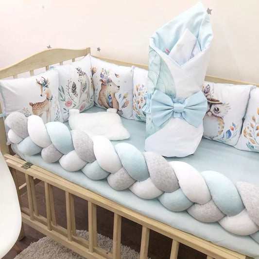 Crib set ”Fairytale animals pattern” - Baby Bedding Worlds