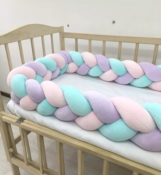 Bumper braid in pink purple mint color - Baby Bedding Worlds