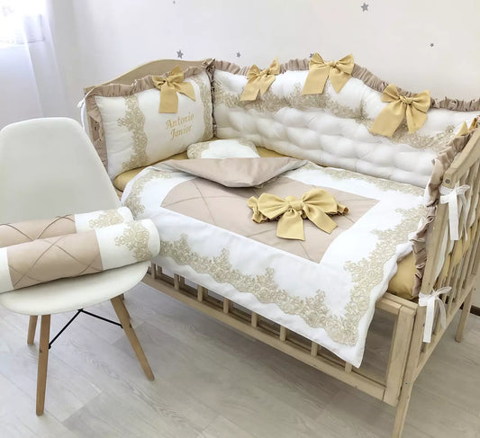 Crib set “Luxury gold bedding” - Baby Bedding Worlds