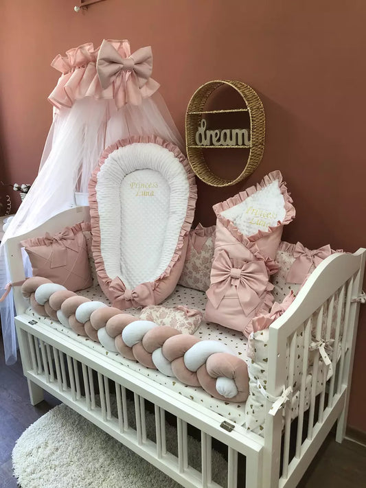 Crib set “Luxury pink princess” - Baby Bedding Worlds