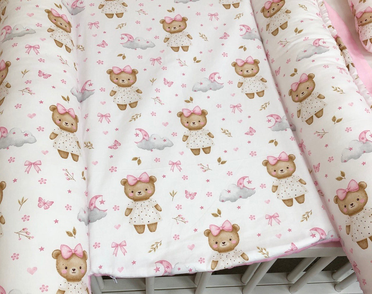 Baby Nest "Pink Bear" with Bow & Toys